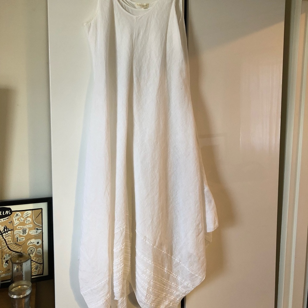 Eileen Fisher White Linen Handkerchief Dress